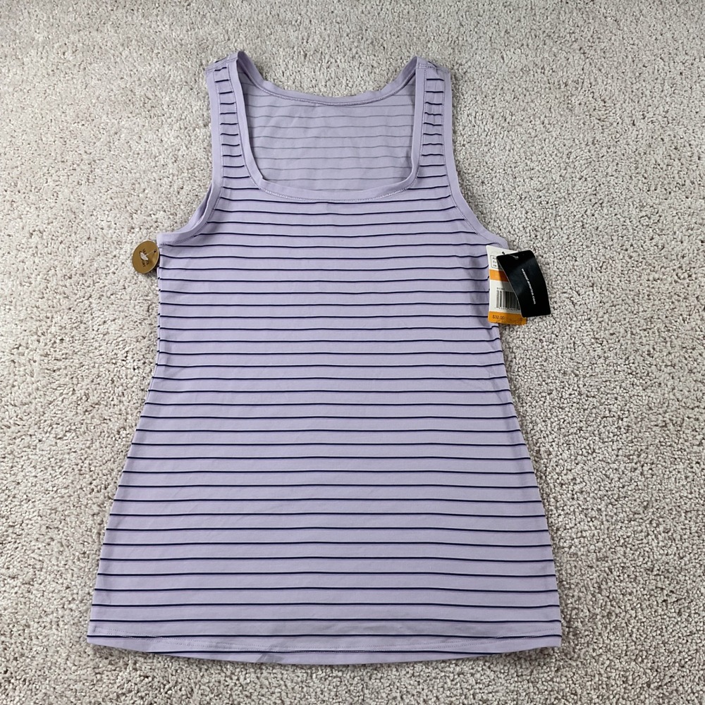 Wacoal Beyond Naked Supima Cotton Tank Top Lavender Striped 815362 Small NWT